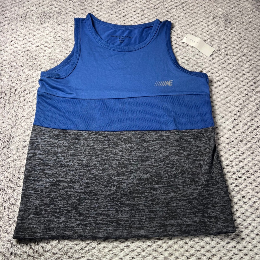 American Eagle Kids Athletic Casual Tank Top Blue Gray Size 10‎ 8 9Y Boys NWT